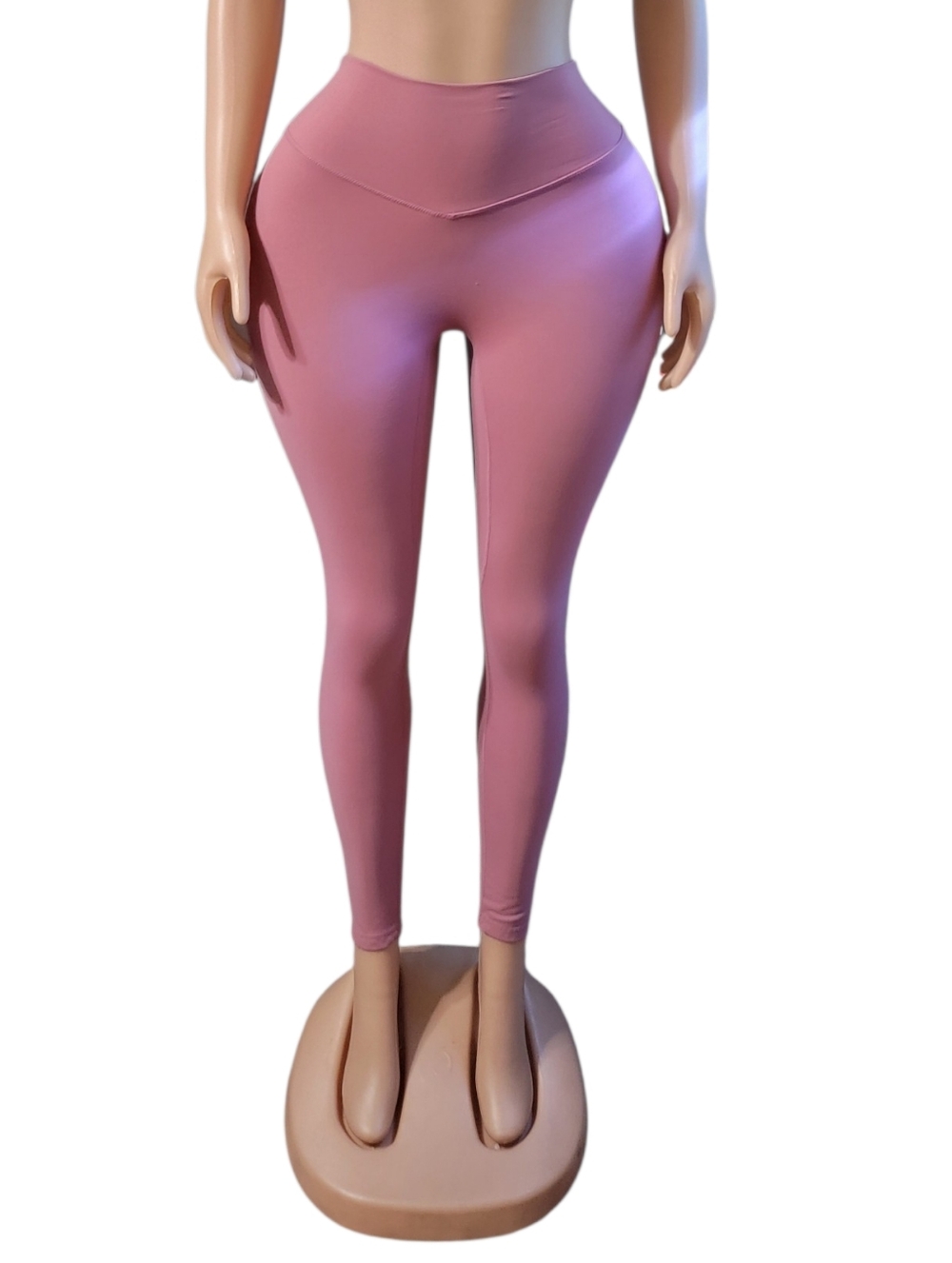 High-Waist Rose Pink V-Waist Leggings